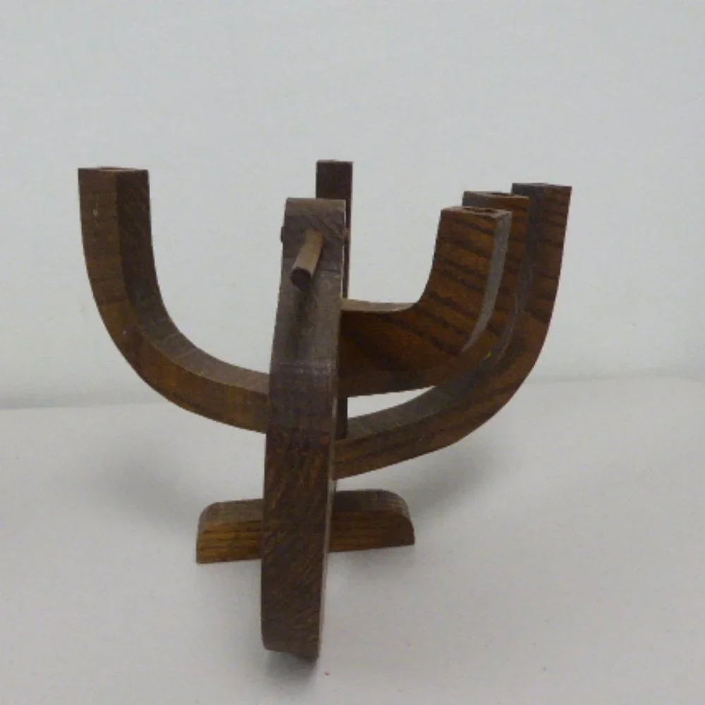 Danish Mid Century wooden candle holder collapsible teak moveable bird